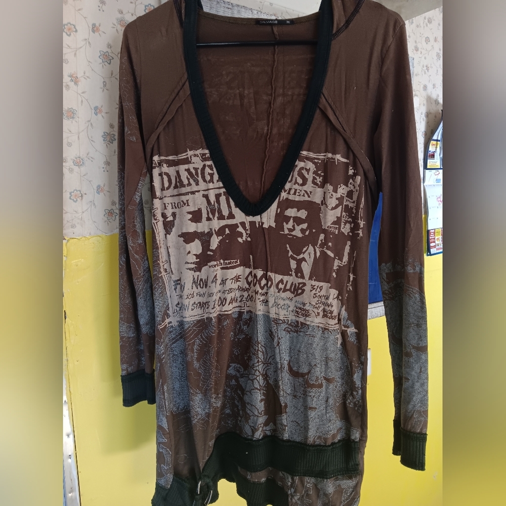 SALVAGE NWOT Vintage Y2K MI-5 Coco Club Shimmer Belt Mini Dress. M